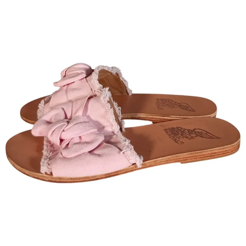 Ancient Greek Sandals 39 US 8.5 Pink Denim Taggete Bow Flats Slip On